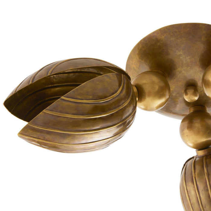 Arteriors DFI11 Three Light Flush Mount, Vintage Brass