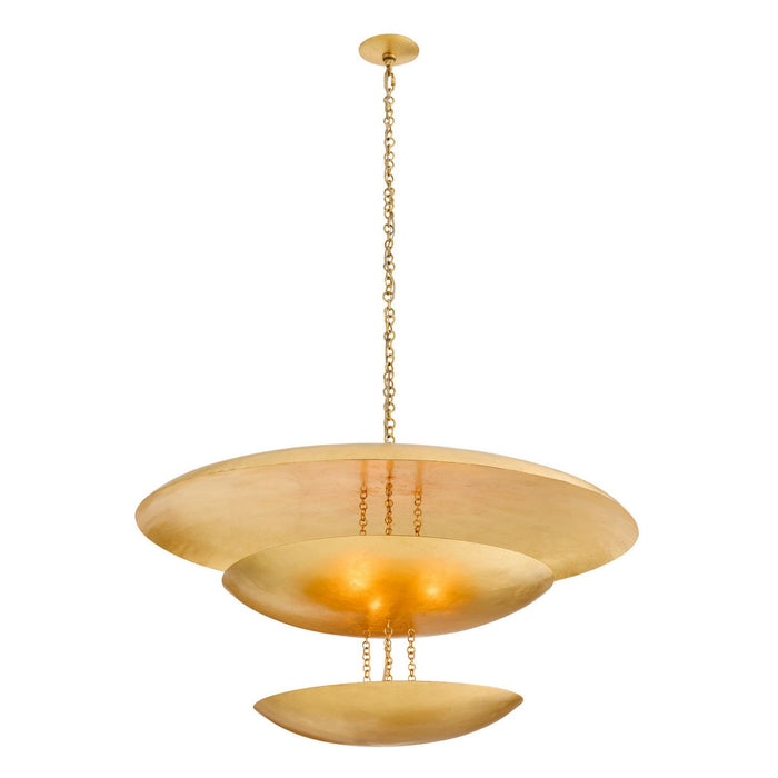 Arteriors DLI07 Six Light Chandelier, Gold Leaf