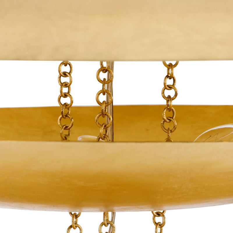 Arteriors DLI07 Six Light Chandelier, Gold Leaf