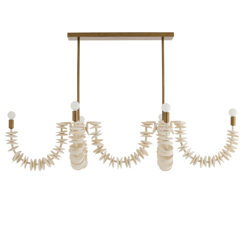 Arteriors DLS16 Eight Light Linear Chandelier, Ivory
