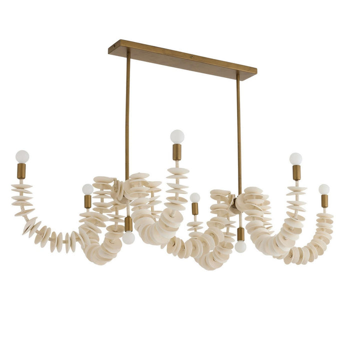 Arteriors DLS16 Eight Light Linear Chandelier, Ivory