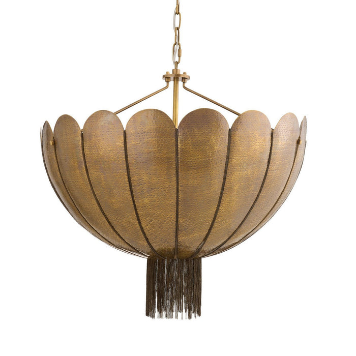 Arteriors DMI21 Three Light Chandelier, Antique Brass