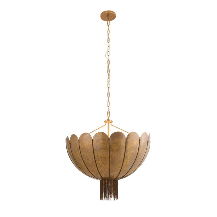 Arteriors DMI21 Three Light Chandelier, Antique Brass