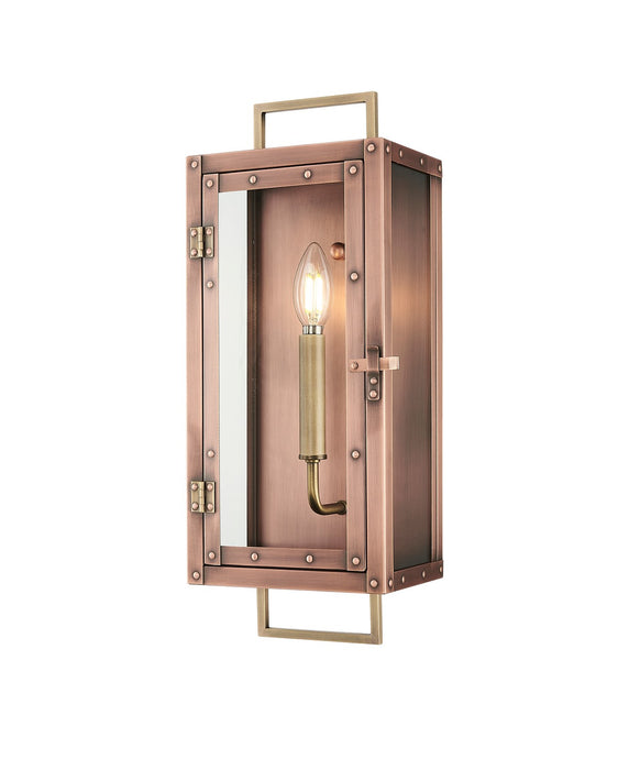 Acclaim Lighting 1010CP One Light Wall Lantern, Antique Copper with Brass