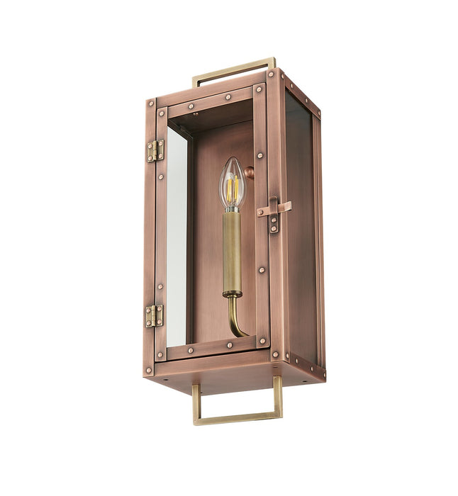 Acclaim Lighting 1010CP One Light Wall Lantern, Antique Copper with Brass