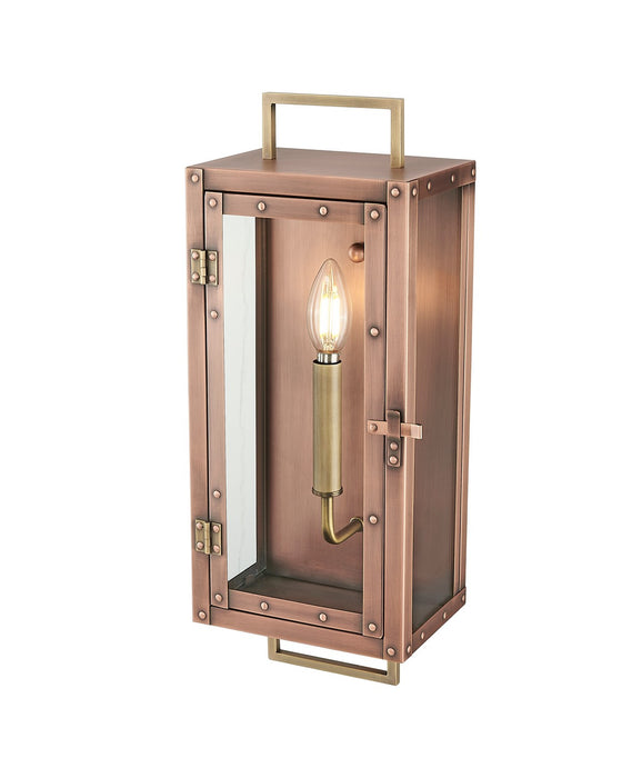 Acclaim Lighting 1010CP One Light Wall Lantern, Antique Copper with Brass