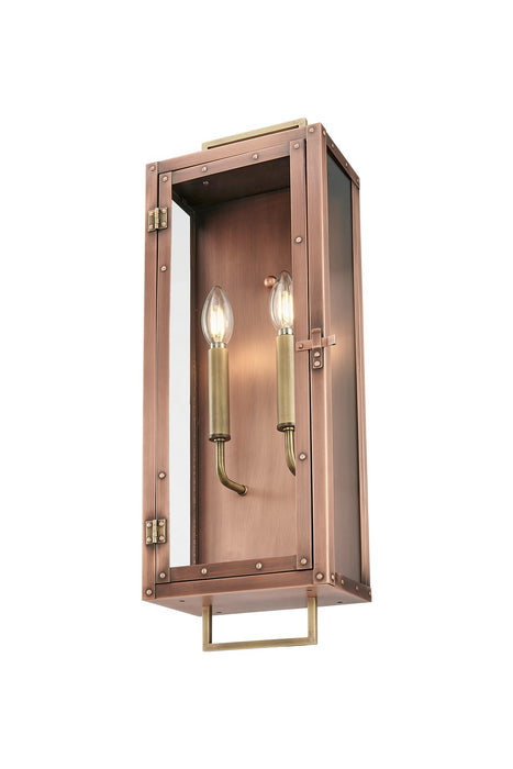 Acclaim Lighting 1011CP Two Light Wall Lantern, Antique Copper with Brass