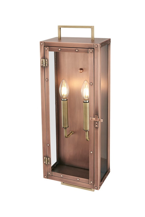 Acclaim Lighting 1011CP Two Light Wall Lantern, Antique Copper with Brass