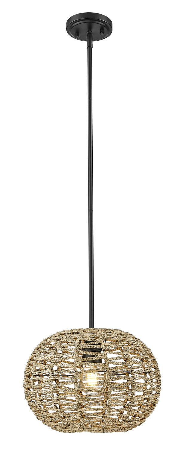 Acclaim Lighting IN20005BK One Light Pendant, Black Metal with Natural Seagrass