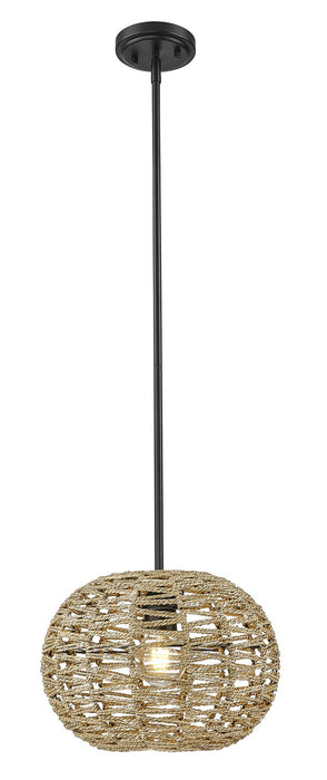 Acclaim Lighting IN20005BK One Light Pendant, Black Metal with Natural Seagrass