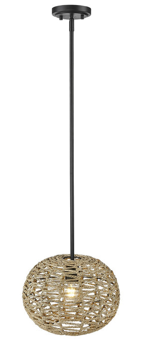 Acclaim Lighting IN20005BK One Light Pendant, Black Metal with Natural Seagrass