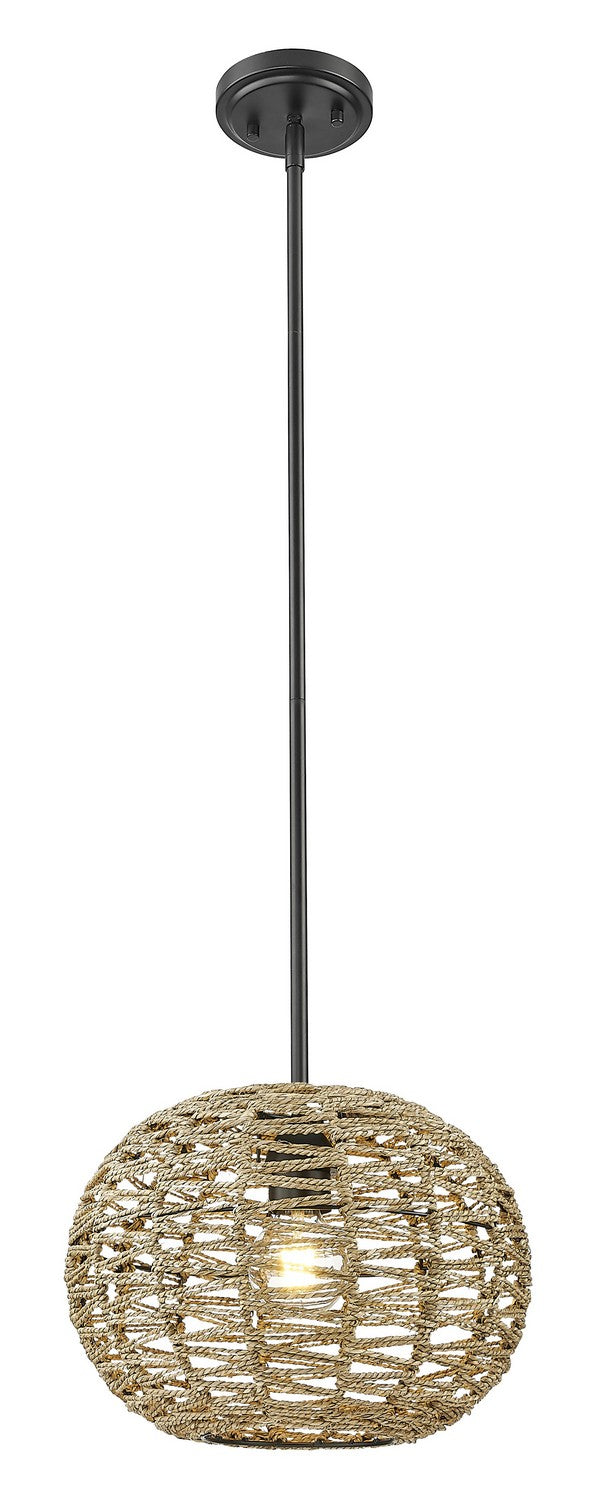 Acclaim Lighting IN20005BK One Light Pendant, Black Metal with Natural Seagrass