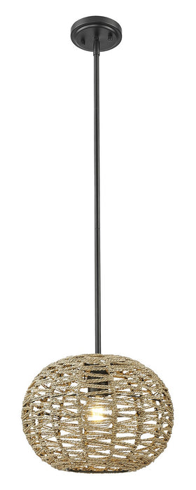 Acclaim Lighting IN20005BK One Light Pendant, Black Metal with Natural Seagrass