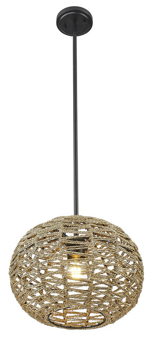 Acclaim Lighting IN20005BK One Light Pendant, Black Metal with Natural Seagrass