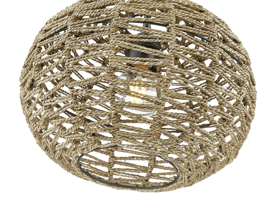 Acclaim Lighting IN20005BK One Light Pendant, Black Metal with Natural Seagrass