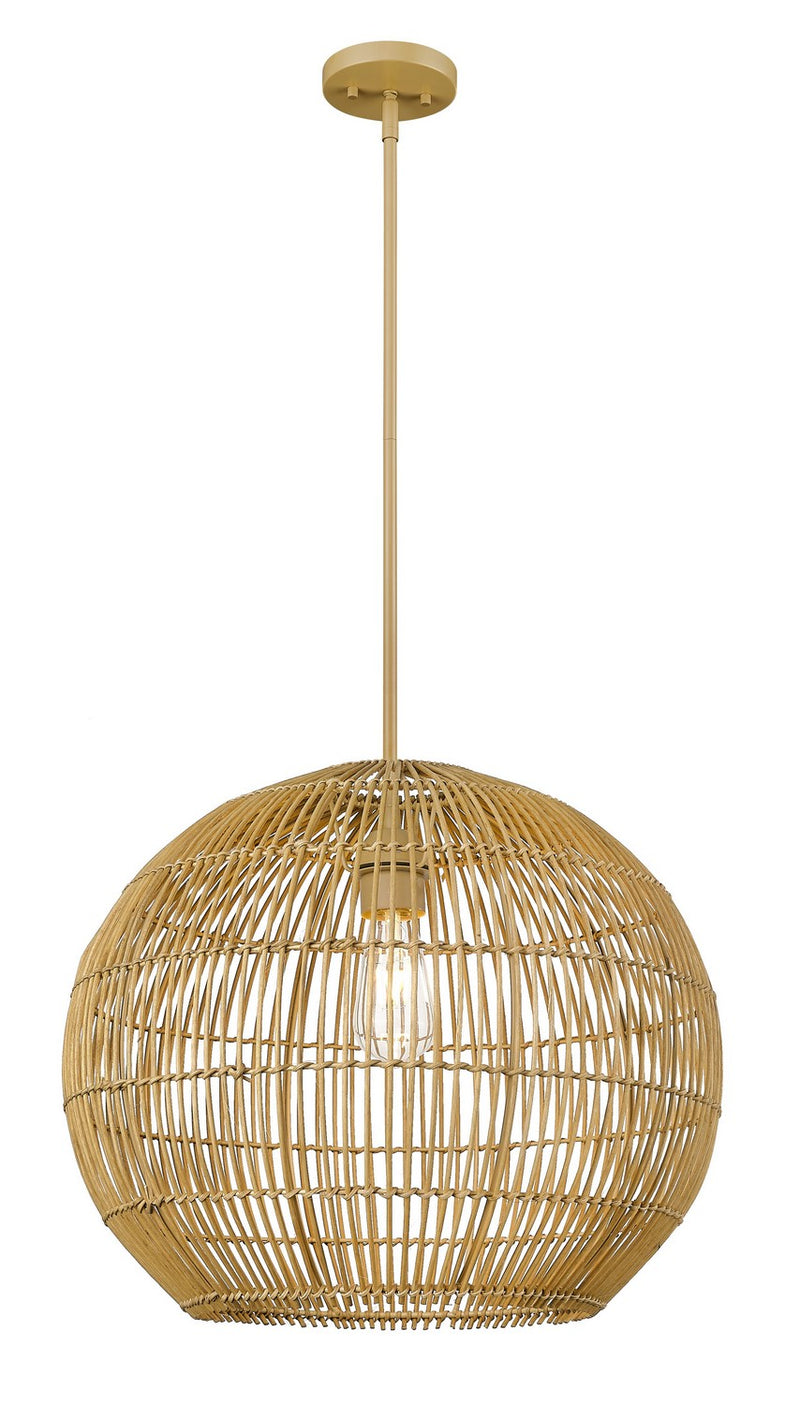 Acclaim Lighting IN20006WK One Light Pendant, Tan Metal with Camel Rattan
