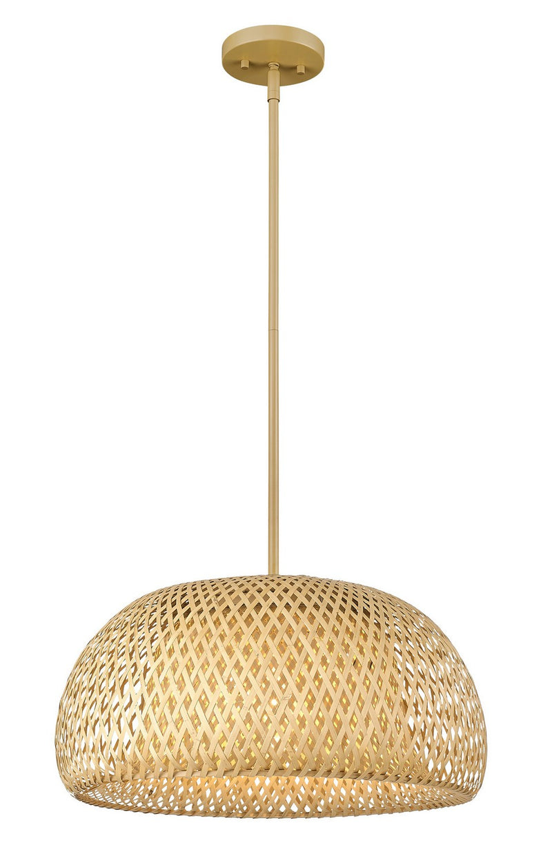 Acclaim Lighting IN20007WK One Light Pendant, Tan Metal with Natural Bamboo