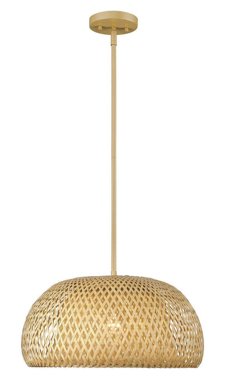 Acclaim Lighting IN20007WK One Light Pendant, Tan Metal with Natural Bamboo