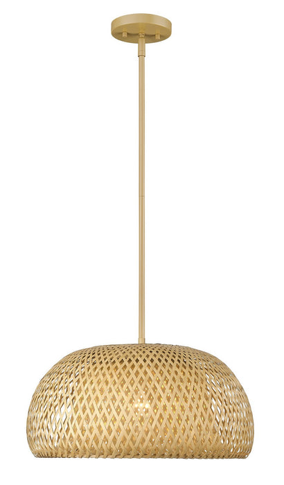 Acclaim Lighting IN20007WK One Light Pendant, Tan Metal with Natural Bamboo