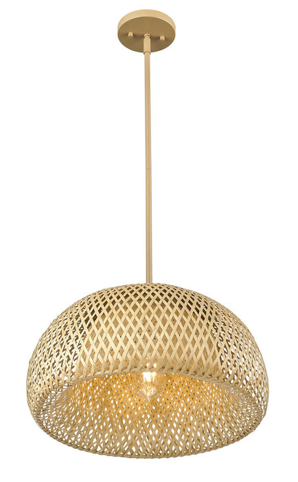 Acclaim Lighting IN20007WK One Light Pendant, Tan Metal with Natural Bamboo