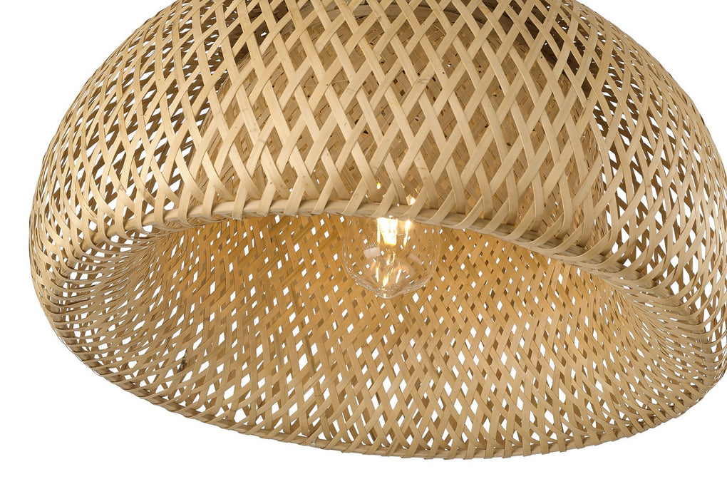 Acclaim Lighting IN20007WK One Light Pendant, Tan Metal with Natural Bamboo