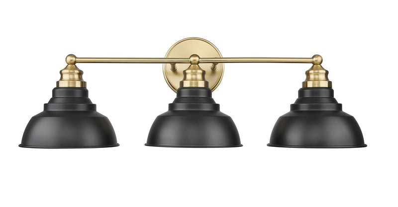 Acclaim Lighting IN40028BK Three Light Vanity, Matte Black and Brass