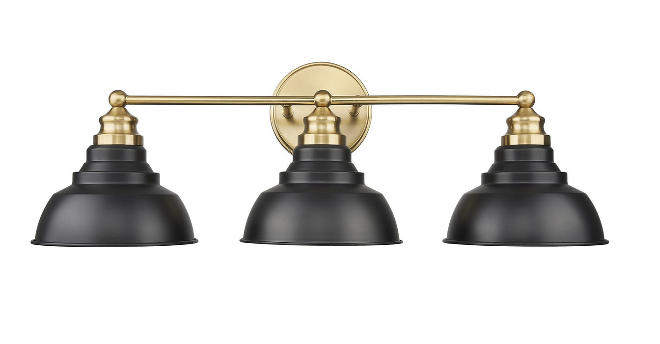 Acclaim Lighting IN40028BK Three Light Vanity, Matte Black and Brass
