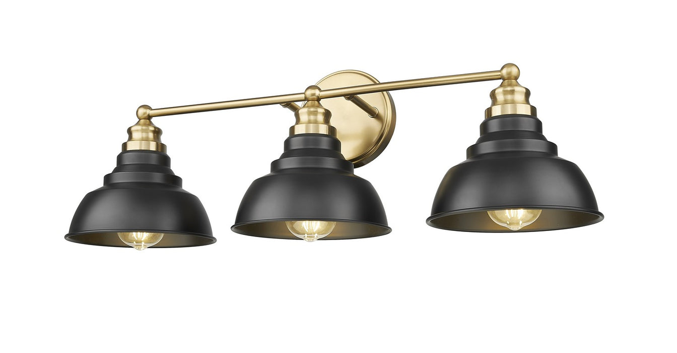 Acclaim Lighting IN40028BK Three Light Vanity, Matte Black and Brass