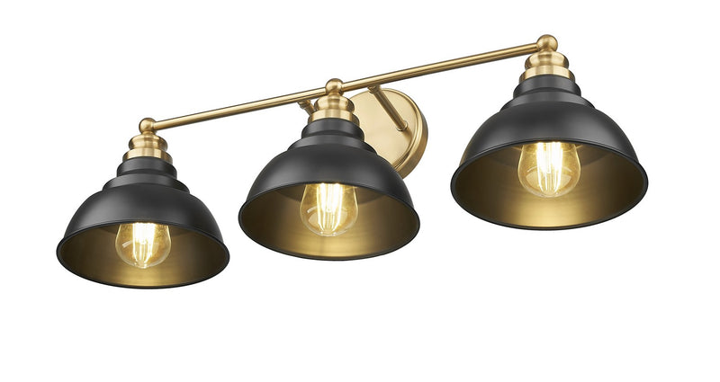 Acclaim Lighting IN40028BK Three Light Vanity, Matte Black and Brass