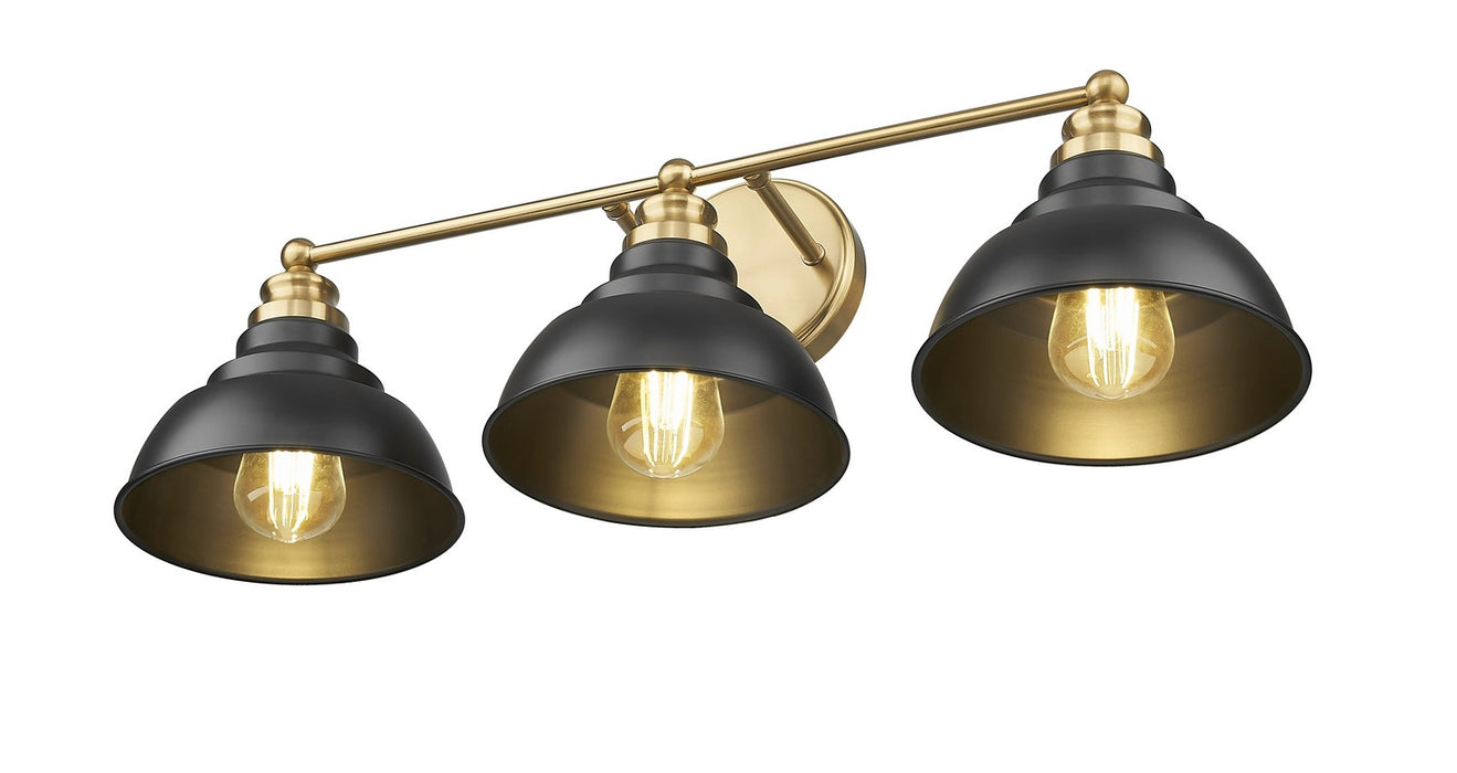 Acclaim Lighting IN40028BK Three Light Vanity, Matte Black and Brass
