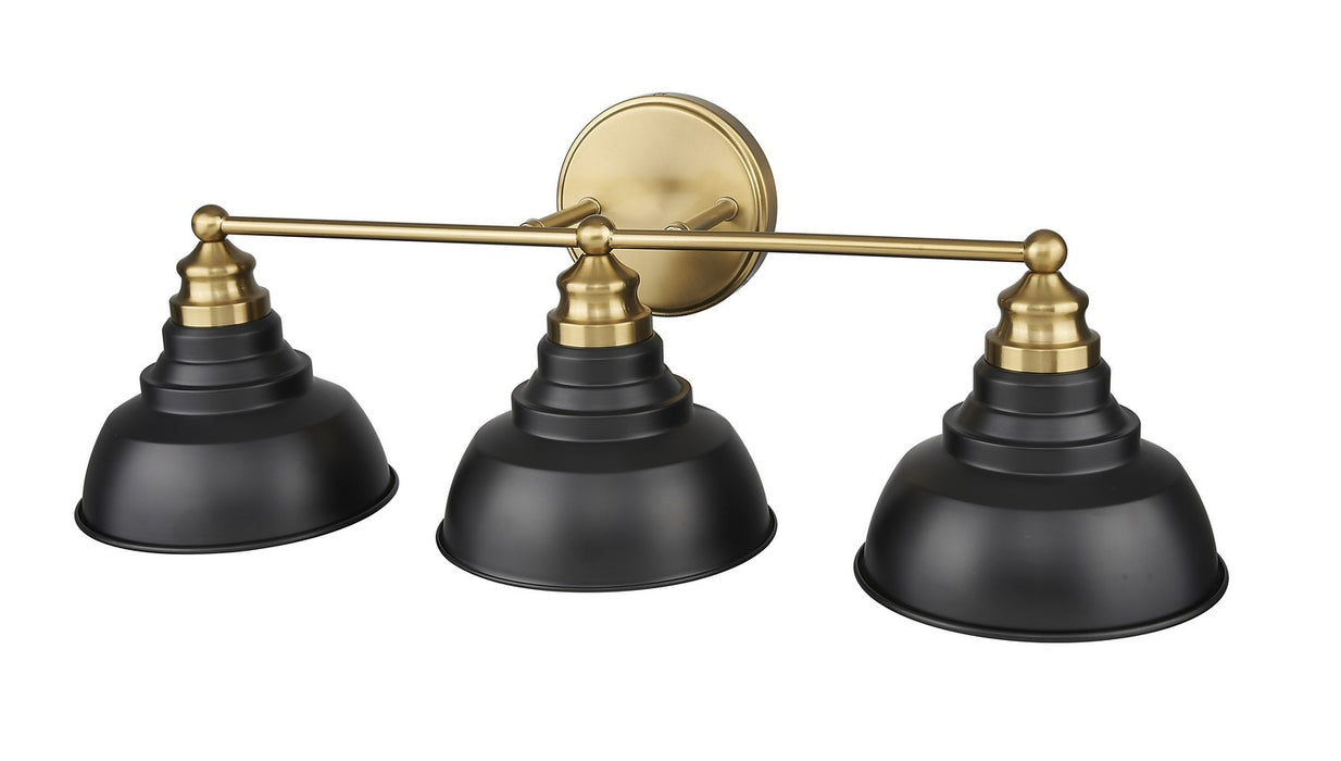 Acclaim Lighting IN40028BK Three Light Vanity, Matte Black and Brass