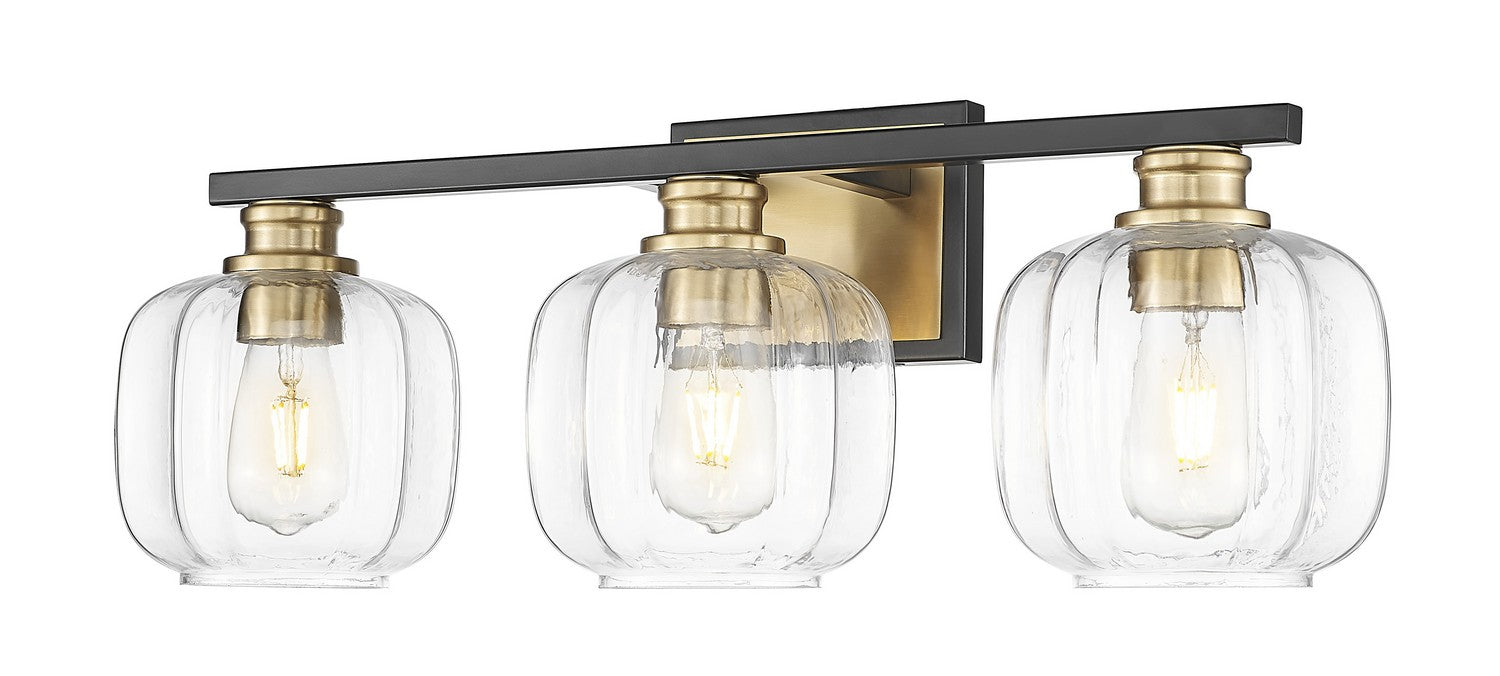 Acclaim Lighting IN40032BK Three Light Vanity, Matte Black and Brass