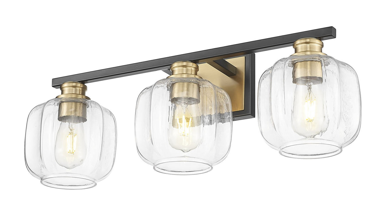 Acclaim Lighting IN40032BK Three Light Vanity, Matte Black and Brass